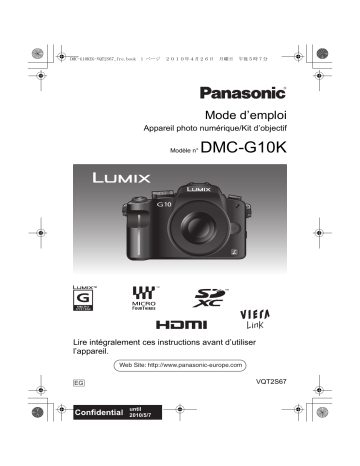 Mode d'emploi | Panasonic DMCG10KEG Operating instrustions | Fixfr