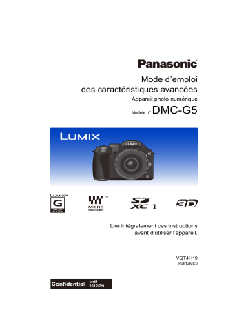 Mode d'emploi | Panasonic DMCG5EC Operating instrustions | Fixfr