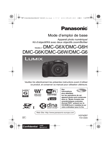 Mode d'emploi | Panasonic DMCG6EF Operating instrustions | Fixfr