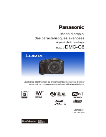 Mode d'emploi | Panasonic DMCG6EF Operating instrustions | Fixfr