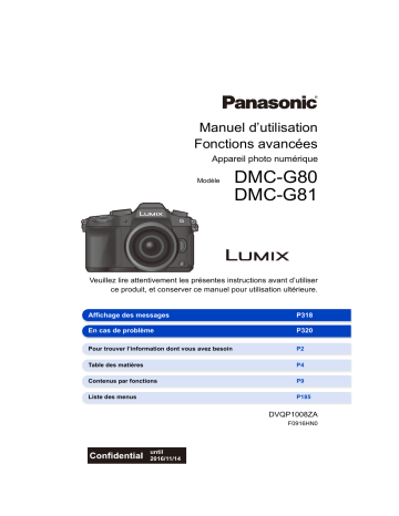 Mode d'emploi | Panasonic DMCG80EG Operating instrustions | Fixfr