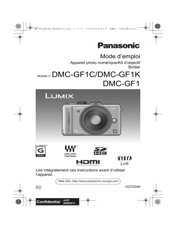 Mode d'emploi | Panasonic DMCGF1K Operating instrustions | Fixfr
