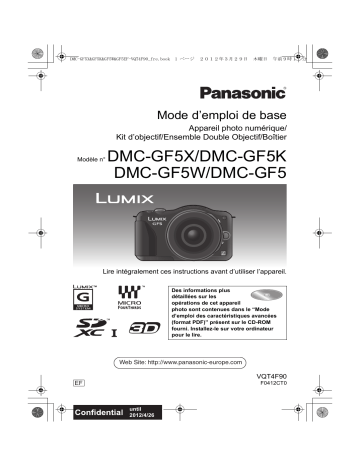 Mode d'emploi | Panasonic DMCGF5EF Operating instrustions | Fixfr