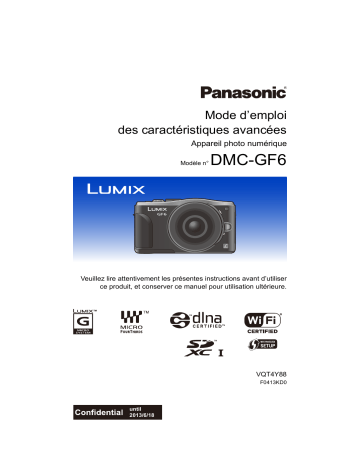 Mode d'emploi | Panasonic DMCGF6EG Operating instrustions | Fixfr