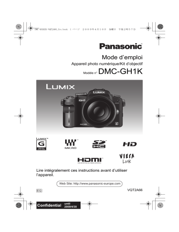 Mode d'emploi | Panasonic DMCGH1K Operating instrustions | Fixfr