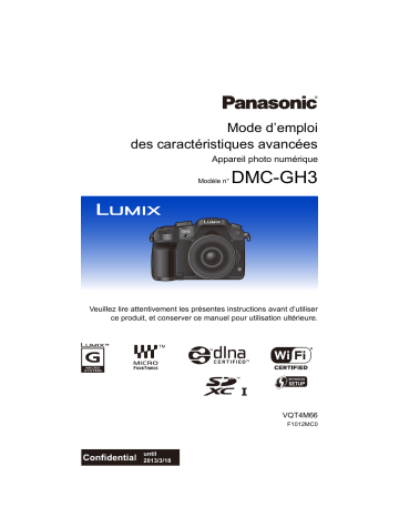 Mode d'emploi | Panasonic DMCGH3EB Operating instrustions | Fixfr