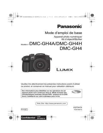 Mode d'emploi | Panasonic DMCGH4AEF Operating instrustions | Fixfr