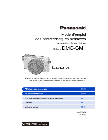 Mode d'emploi | Panasonic DMCGM1EG Operating instrustions | Fixfr