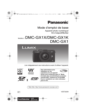 Mode d'emploi | Panasonic DMCGX1KEF Operating instrustions | Fixfr