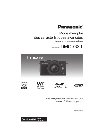 Mode d'emploi | Panasonic DMCGX1EF Operating instrustions | Fixfr