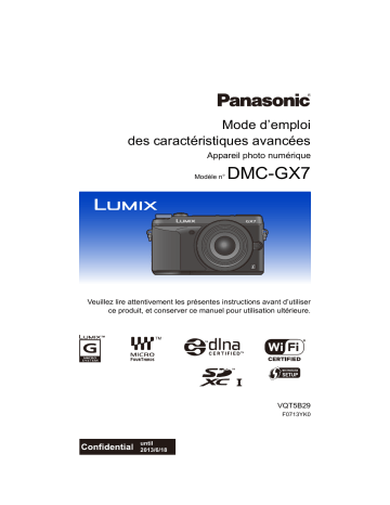 Mode d'emploi | Panasonic DMCGX7EF Operating instrustions | Fixfr