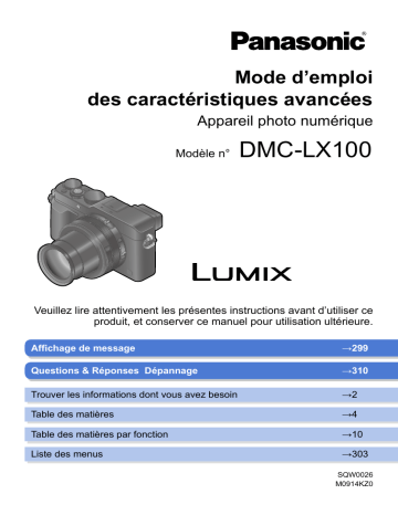 Mode d'emploi | Panasonic DMCLX100EG Operating instrustions | Fixfr
