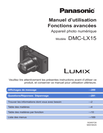 Mode d'emploi | Panasonic DMCLX15EF Operating instrustions | Fixfr