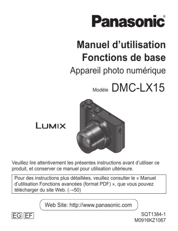 Mode d'emploi | Panasonic DMCLX15EF Operating instrustions | Fixfr