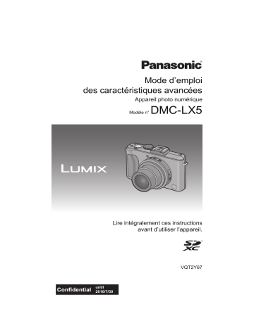 Mode d'emploi | Panasonic DMCLX5EF Operating instrustions | Fixfr
