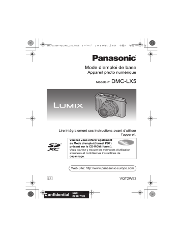 Mode d'emploi | Panasonic DMCLX5EF Operating instrustions | Fixfr