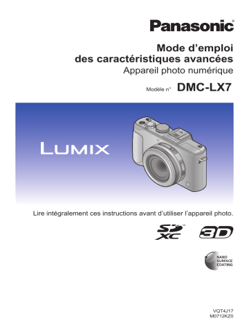 Mode d'emploi | Panasonic DMCLX7EG Operating instrustions | Fixfr