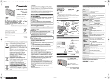Mode d'emploi | Panasonic DMCSZ3EG Operating instrustions | Fixfr
