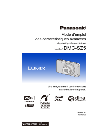 Mode d'emploi | Panasonic DMCSZ5EF Operating instrustions | Fixfr