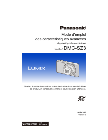 Mode d'emploi | Panasonic DMCSZ3EF Operating instrustions | Fixfr