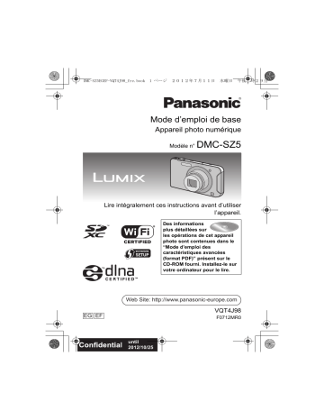 Mode d'emploi | Panasonic DMCSZ5EF Operating instrustions | Fixfr