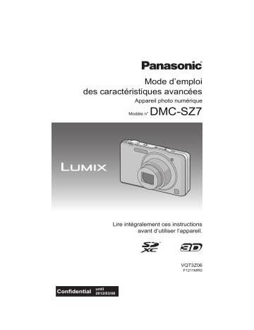 Mode d'emploi | Panasonic DMCSZ7EF Operating instrustions | Fixfr