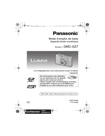 Mode d'emploi | Panasonic DMCSZ7EF Operating instrustions | Fixfr