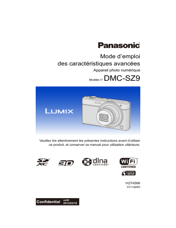 Mode d'emploi | Panasonic DMCSZ9EG Operating instrustions | Fixfr