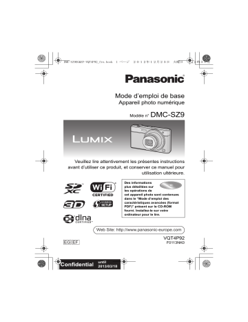 Mode d'emploi | Panasonic DMCSZ9EG Operating instrustions | Fixfr