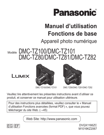 Mode d'emploi | Panasonic DMCTZ100EG Operating instrustions | Fixfr