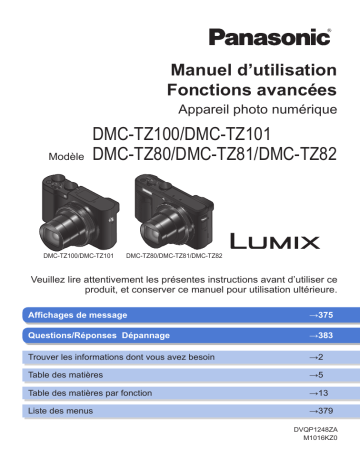 Mode d'emploi | Panasonic DMCTZ101EG Operating instrustions | Fixfr