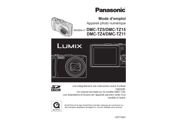 Mode d'emploi | Panasonic DMCTZ15 Operating instrustions | Fixfr