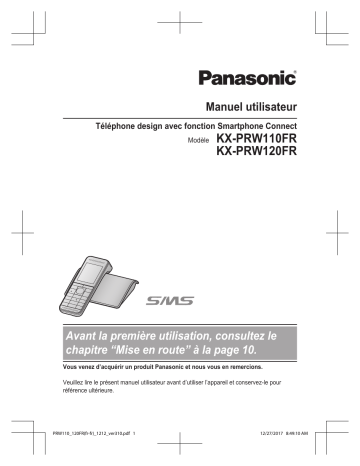Mode d'emploi | Panasonic KXPRW110FR Operating instrustions | Fixfr