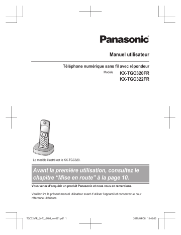 Mode d'emploi | Panasonic KXTGC320FR Operating instrustions | Fixfr