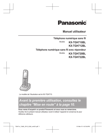 Mode d'emploi | Panasonic KXTGH712BL Operating instrustions | Fixfr