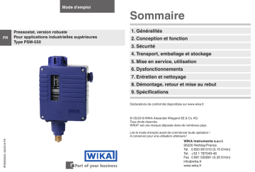 Mode d'emploi | WIKA PSM-550 Operating instrustions | Fixfr