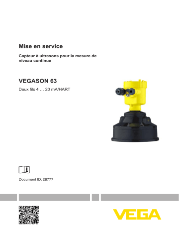 Mode d'emploi | Vega VEGASON 63 Ultrasonic sensor for continuous level measurement Operating instrustions | Fixfr