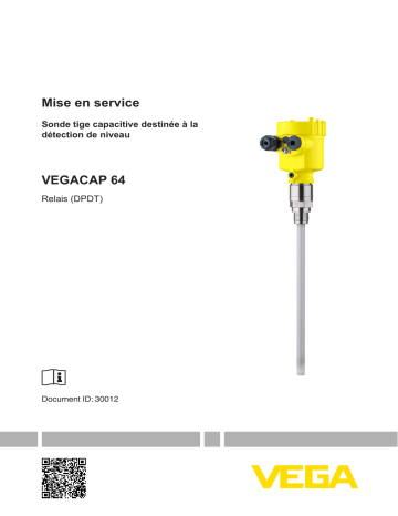 Mode d'emploi | Vega VEGACAP 64 Capacitive rod probe for level detection of adhesive products Operating instrustions | Fixfr