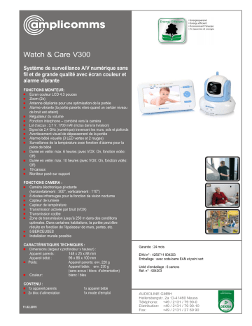 Mode d'emploi | Amplicomms Watch & Care V300 Operating instrustions | Fixfr