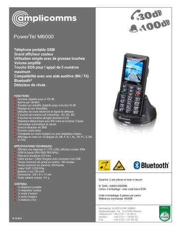 Mode d'emploi | Amplicomms PowerTel M6000 Operating instrustions | Fixfr