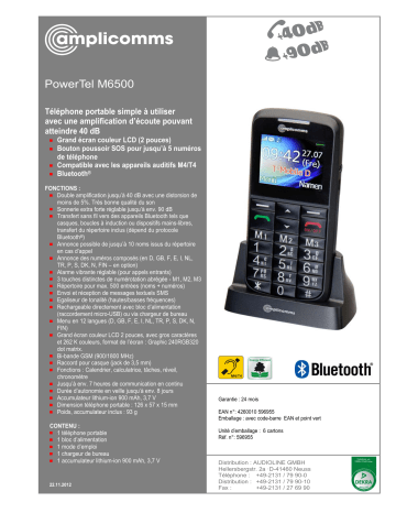 Mode d'emploi | Amplicomms PowerTel M6500 Operating instrustions | Fixfr