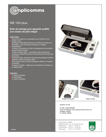 Mode d'emploi | Amplicomms DB 100 plus Operating instrustions | Fixfr