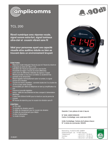 Mode d'emploi | Amplicomms TCL 200 Operating instrustions | Fixfr