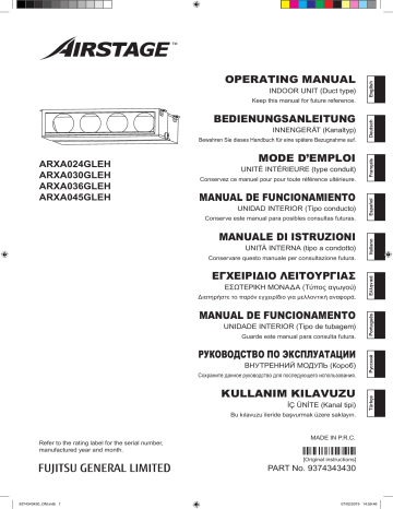 ARXA030GLEH | ARXA036GLEH | ARXA045GLEH | Mode d'emploi | Fujitsu ARXA024GLEH Manuel utilisateur | Fixfr