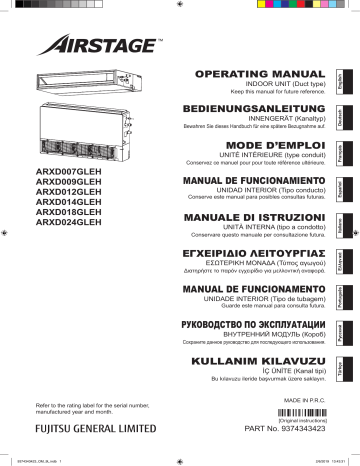 ARXD014GLEH | ARXD007GLEH | ARXD024GLEH | ARXD012GLEH | ARXD009GLEH | Mode d'emploi | Fujitsu ARXD018GLEH Manuel utilisateur | Fixfr