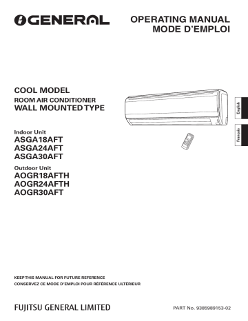 Mode d'emploi | Fujitsu ASGA18AFT Manuel utilisateur | Fixfr