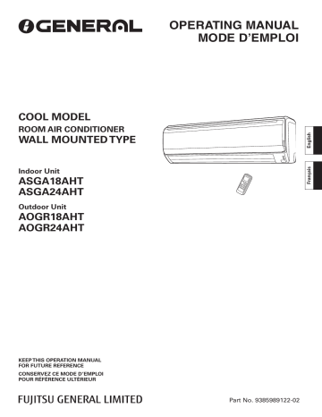 Mode d'emploi | Fujitsu ASGA18AHT Manuel utilisateur | Fixfr