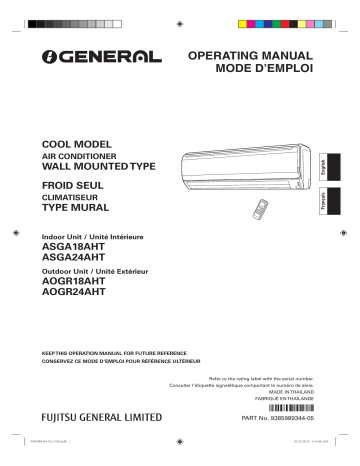 Mode d'emploi | Fujitsu ASGA18AHT Manuel utilisateur | Fixfr