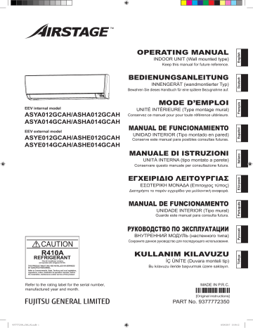 ASYE012GCAH | ASHA012GCAH | ASYE014GCAH | ASYA012GCAH | Mode d'emploi | Fujitsu ASYA014GCAH Manuel utilisateur | Fixfr