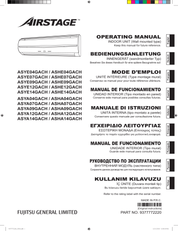 ASYA04GACH | ASHA04GACH | Mode d'emploi | Fujitsu ASYE04GACH Manuel utilisateur | Fixfr